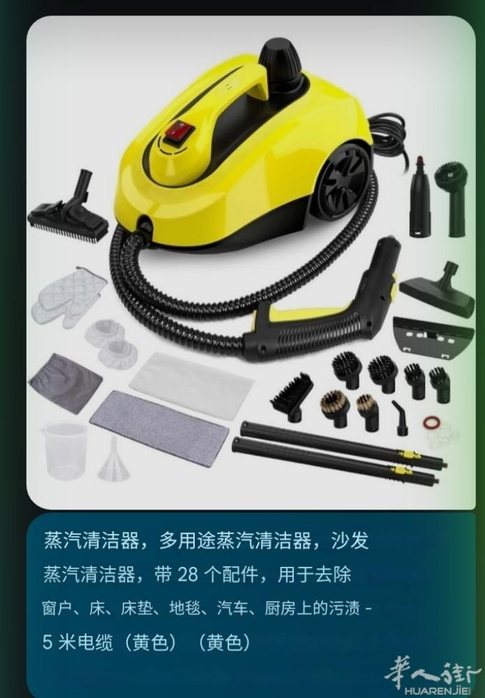 全新蒸汽清洁器，多用途蒸汽清洁器，沙发蒸汽清洁器，带 28 个配件，用于去除窗户