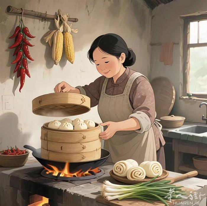 手工花卷、馒头、小笼包