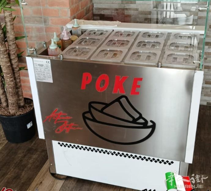 冷藏柜台，可容纳 Poke 12 托盘和酱料架 - 意大利境内免费送货