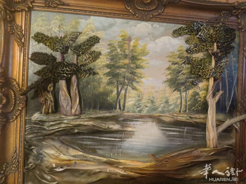 各种欧式古典山水画油画，带精美雕花铜框，画面描绘森