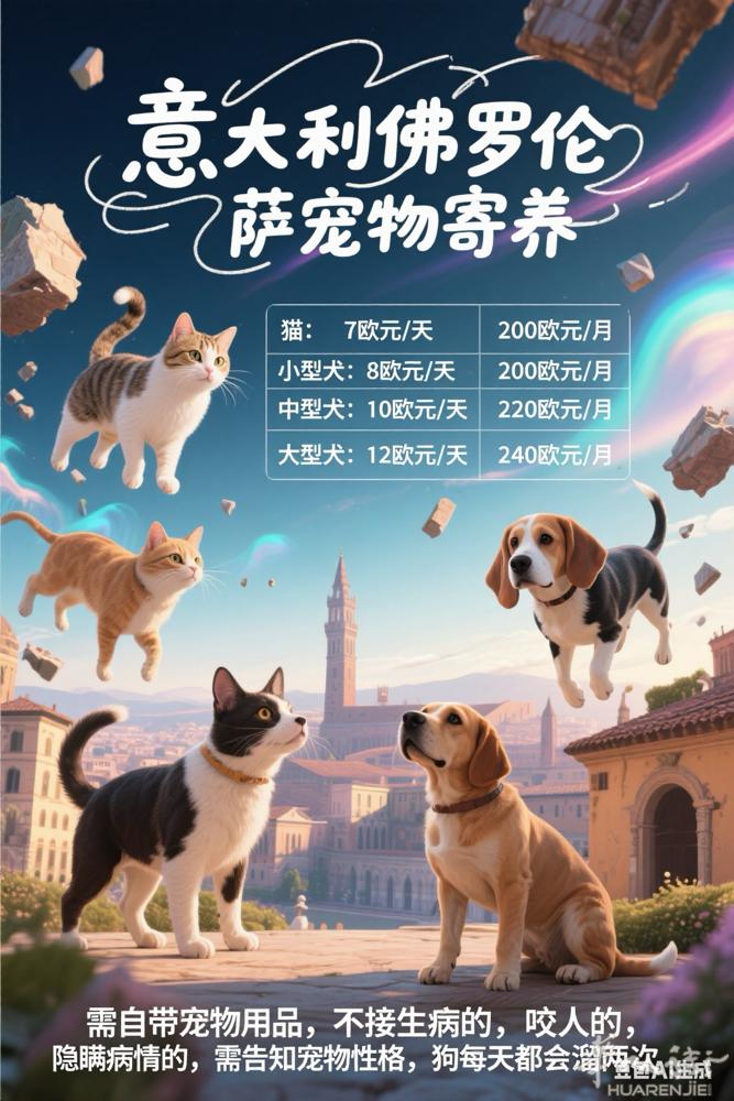 佛罗伦萨市中心接宠物寄养 需自带宠物用品，猫狗粮，零食，猫砂，碗，猫砂盆，等一系
