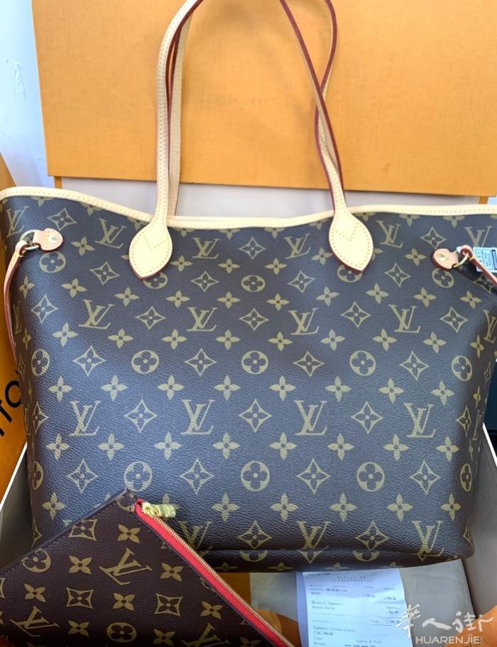 出lv neverfull中号，99新，买过来没怎么背 带发票 感兴趣可以加微信