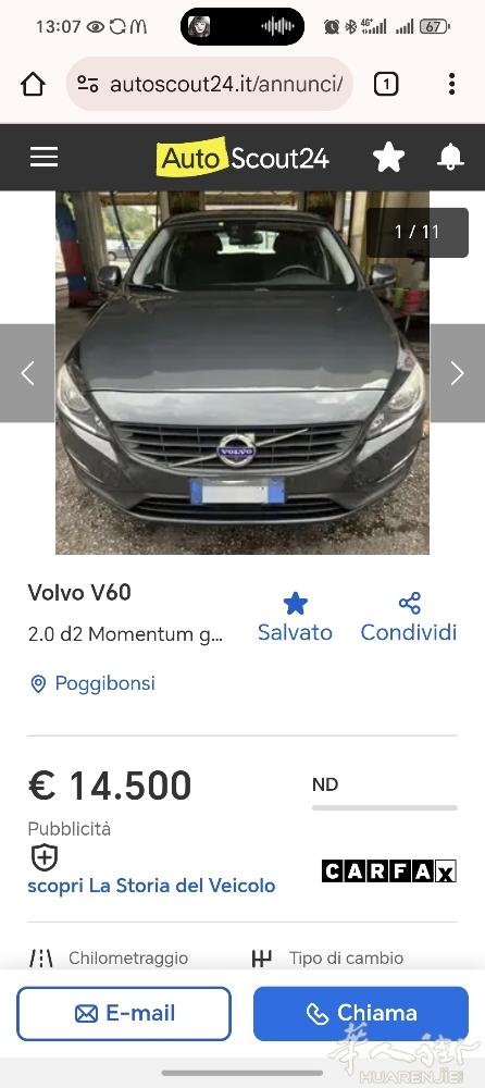 Firenze 边上 有部老外二手volvo 出售 详细看图 有需要可以联系他