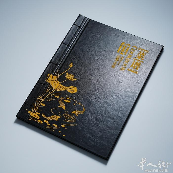 ✨皮质坐台菜单定制，提升餐厅格调！   封面采用皮革材质，搭配烫金/烫银/凹印/