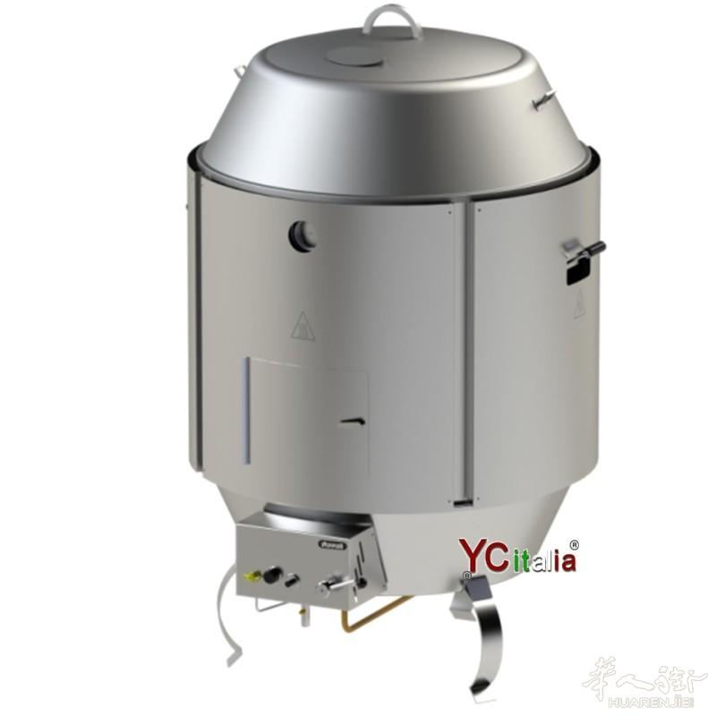 燃气烤鸭炉，配备14/15千瓦高性能燃烧器（液化石油气/液化天然气），可烘烤12只鸭子。 专业烤炉，意大利境内免费送货。