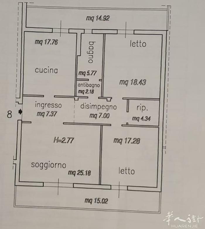 montemurlo135平套房出售,带135平天台，有车库，房子建筑年份198