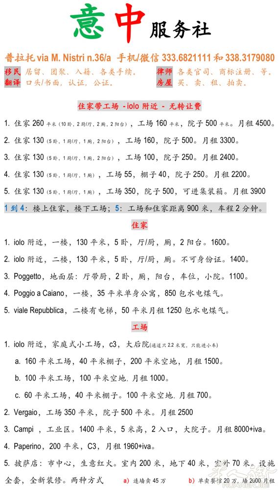 住家带工场出租，月租2200，无iva，3押1介，无转让费。