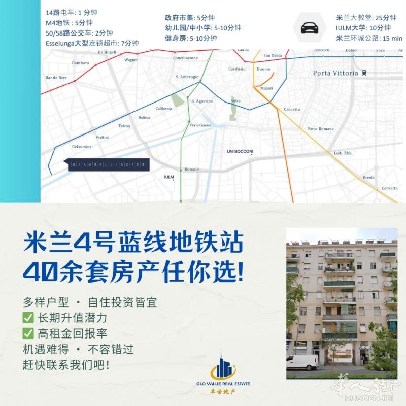 米兰4号线地铁站40多套公寓任你选