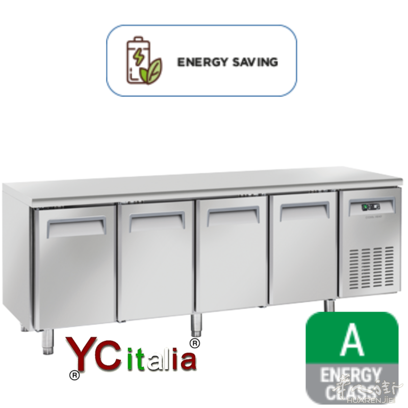 卓越存储!YC Italia 700mm 深度不锈钢四门冷藏工作台