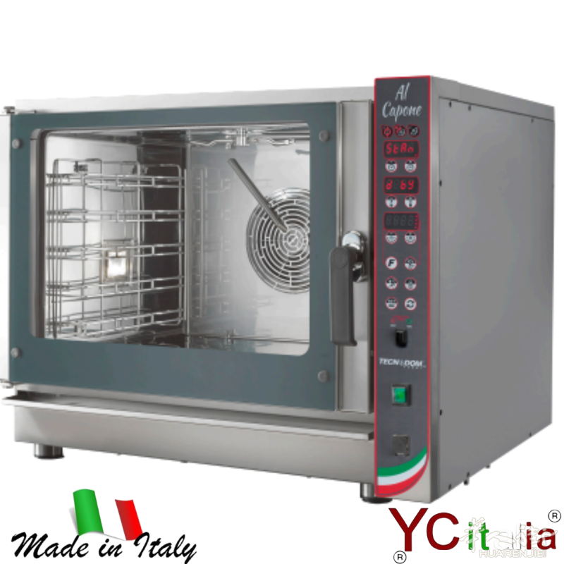 标题：YC Italia 5层数字自清洁热风对流烤箱！专业厨房的未来之选！
