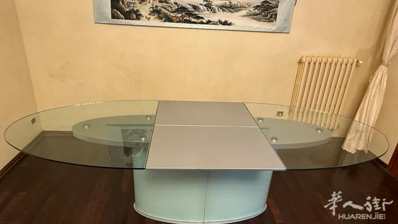 高级水晶桌，可拉伸，椭圆形