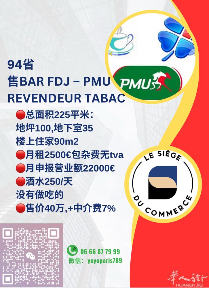 94省售Bar FDJ – PMU -Revendeur Tabac  总面积2