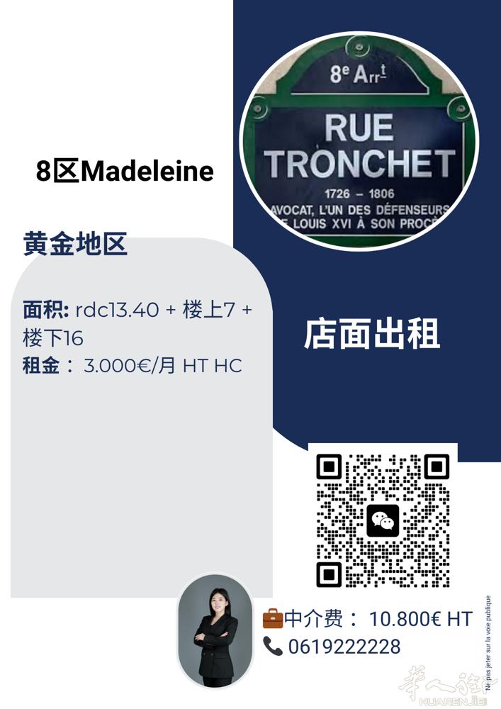 巴黎8区。小店。黄金地区。