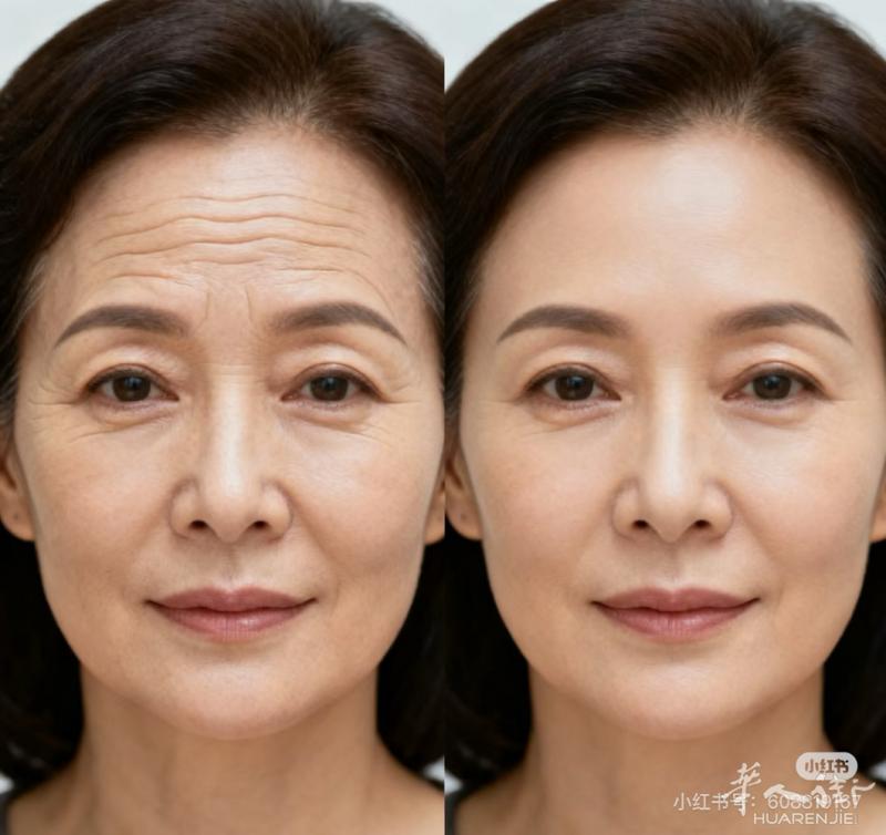 采用美国设备，做全脸提升去皱纹，做之前拍照片，先做半侧脸之后和没做的对比，当