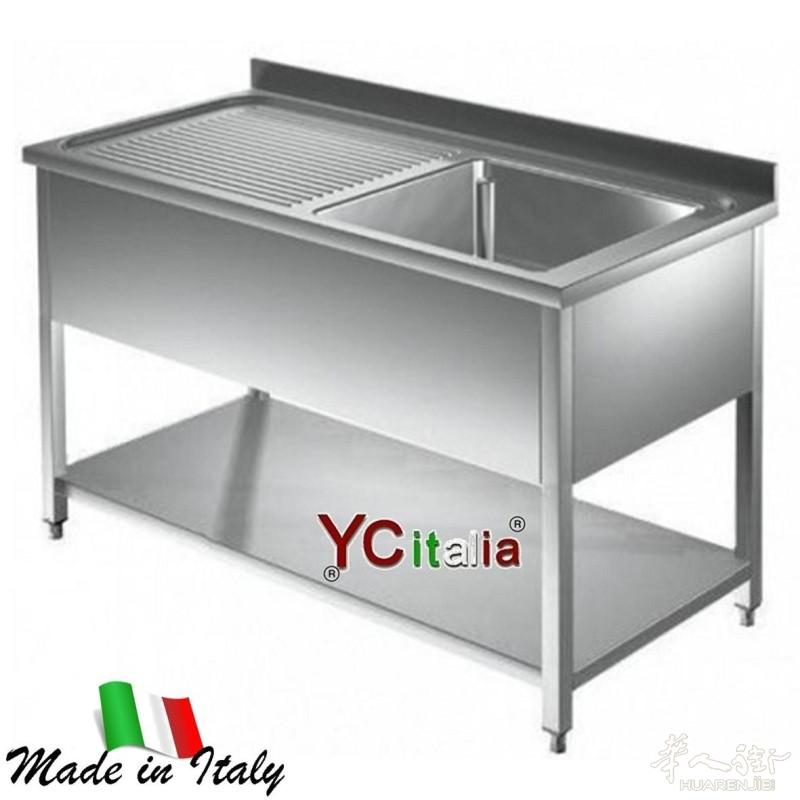 YC Italia 顶级不锈钢洗涤池！这款专业的 304 不锈钢单槽洗涤池（带沥水板）已备好现货，立即购买，即刻升级您的专业厨房！