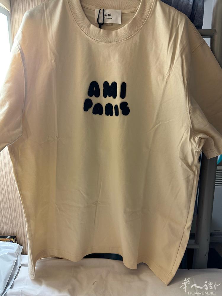 ami paris · 钩针字母宽松编织徽标棉质短袖T恤 男女同款 宽松范儿 立