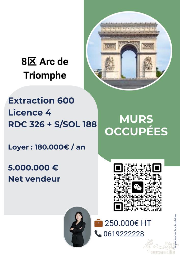 MURS OCCUPÉS. 巴黎8区。arc de triomphe.