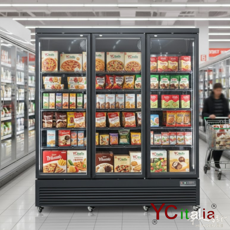 立式冷冻柜，尺寸为 1880x760x2040 毫米，温度为 -22° ~ -18°。