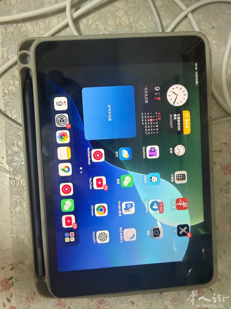 ipad mini 5 256g 蜂窝板(可用导航)， 220欧 背后是磁铁，