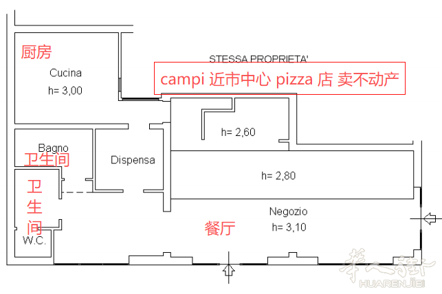 CAMPI BISENZIO pizza 店卖不动产