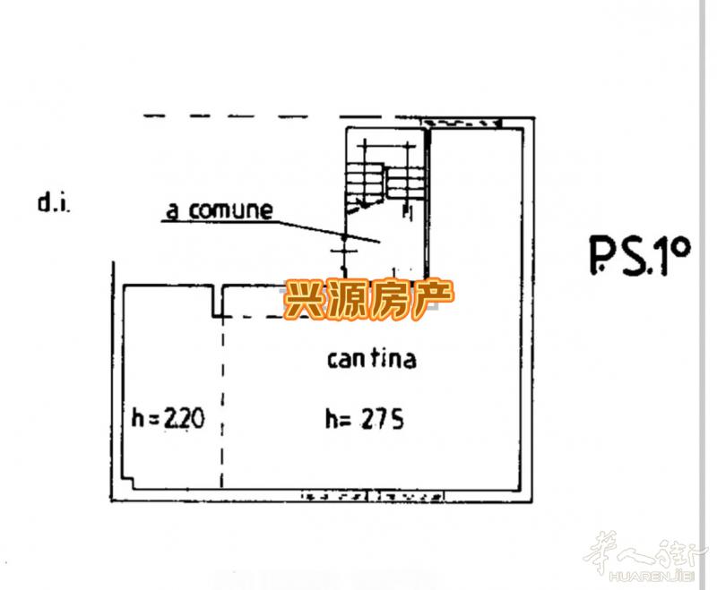 Prato在casale 无电梯 一楼（primo)145平方米套房出售： 三个