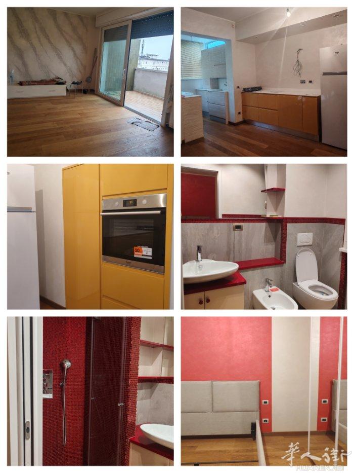 普拉托prato警察局附近两房一厅两位高级公寓出租，1300€，全新家具，拎包入