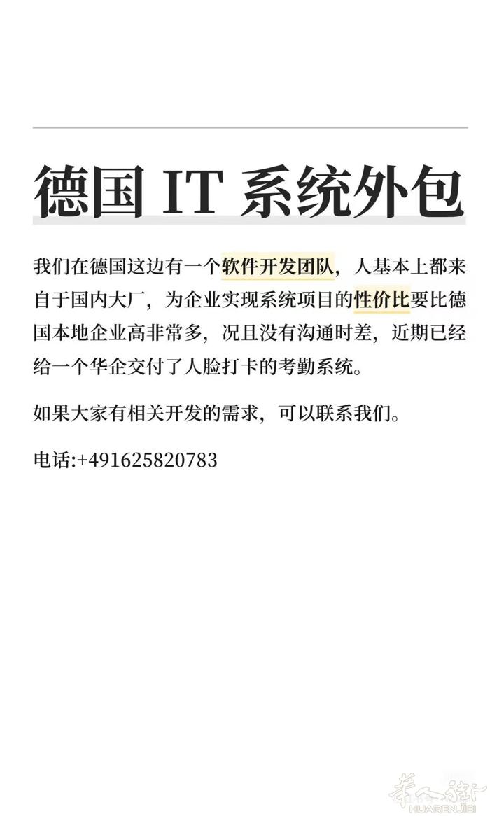 德国IT外包服务，需要的请私聊
