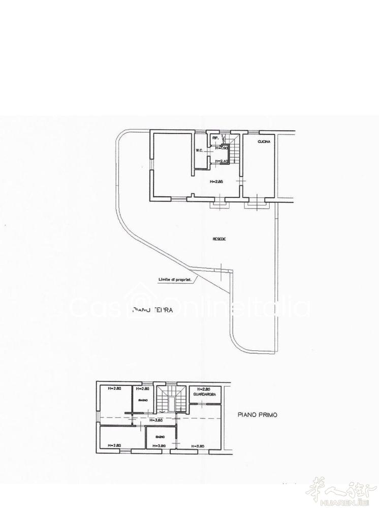 普拉托近体育场3面空落地房（150平方米），格局：半地下室有私人停车房，地平层：
