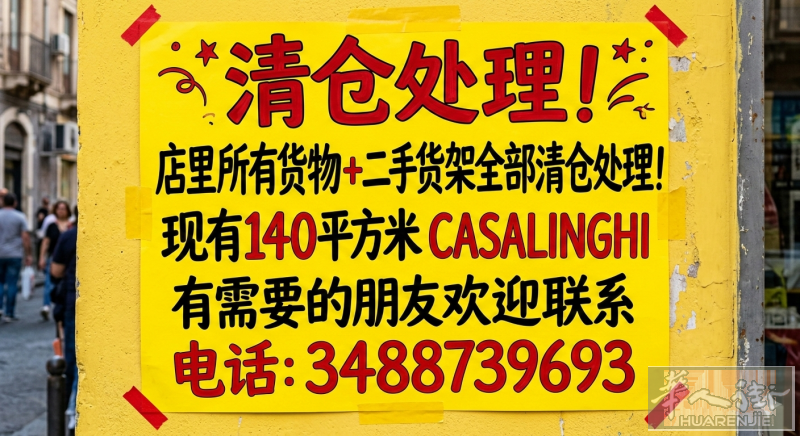 清仓处理！ 店里所有货物＋二手货架全部清仓处理！ 现有140平方米 Roma