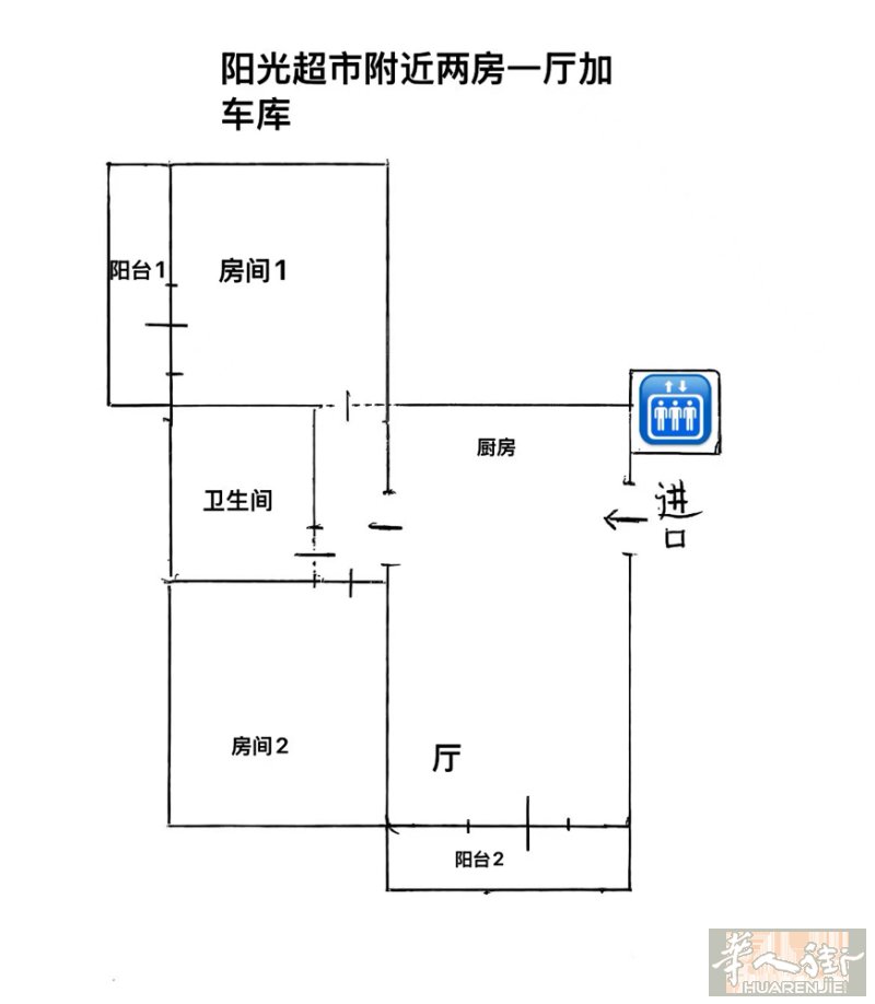 出售套房两房一厅两阳台一车库售价17.8万 位于阳光超市附近  房龄20年 微信
