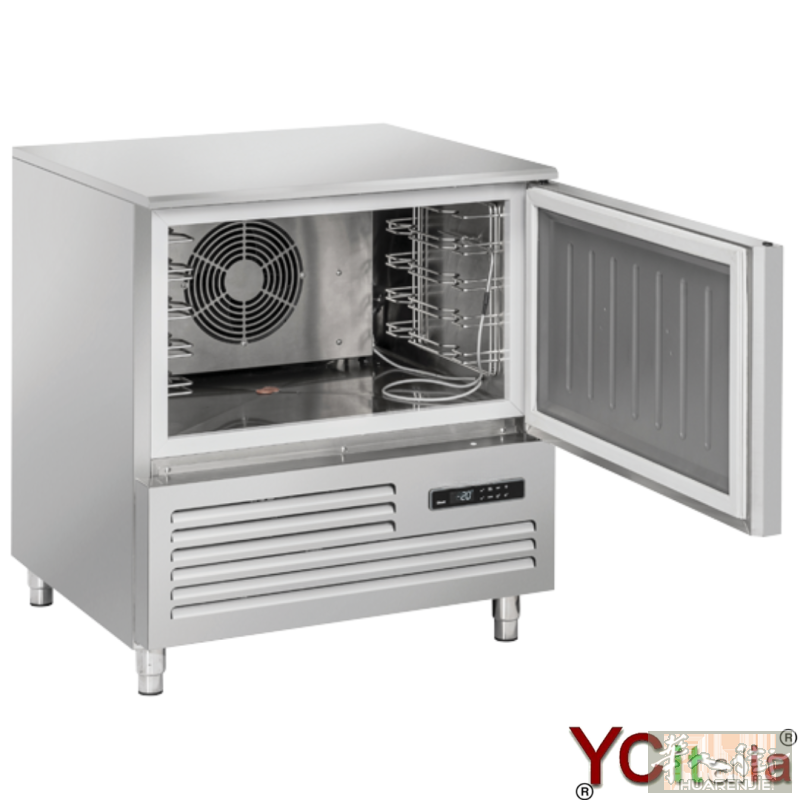 专业速冻机，5层托盘，尺寸760x725x850毫米，温度范围+10°C至-40°C。速冻机/冷冻机，内外均为不锈钢材质。意大利境内免运费。  库存有限，欲购从