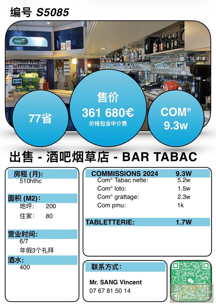S5085- 77省 近provins bar tabac带大的住家。适合夫妻。
