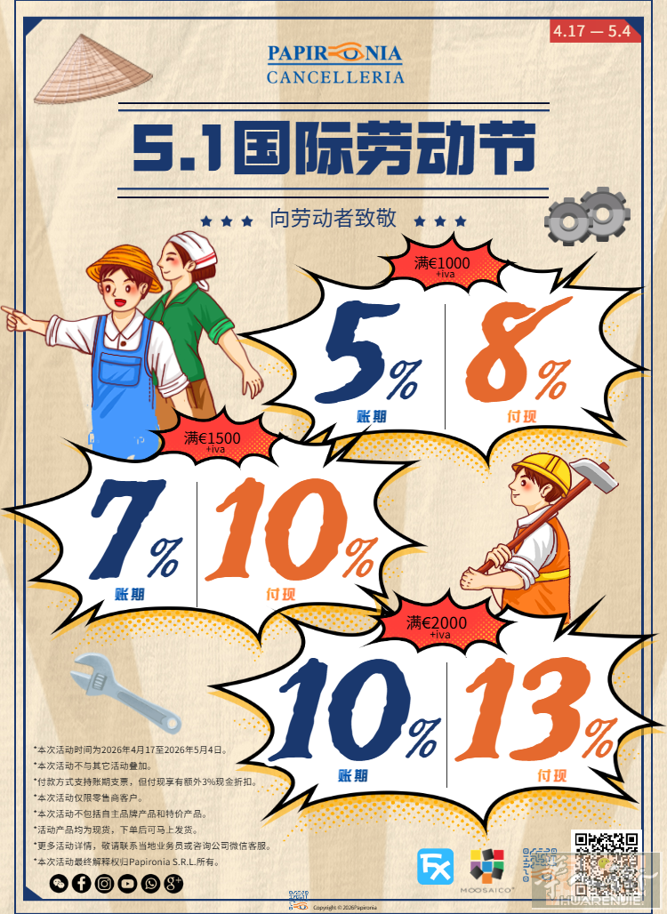 Papironia劳动节超级活动来袭！