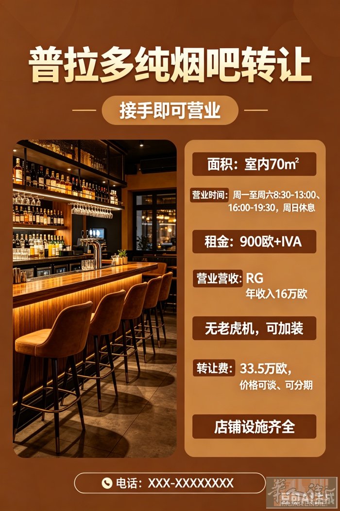 Prato小城独家烟吧+酒吧转让Prato小城市独家店，无竞争烟吧70平方，酒吧