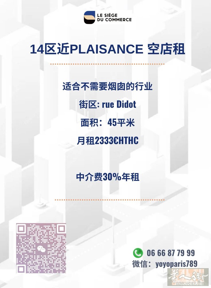 14区近Plaisance 空店租 适合不需要烟囱的行业 街区: rue Did