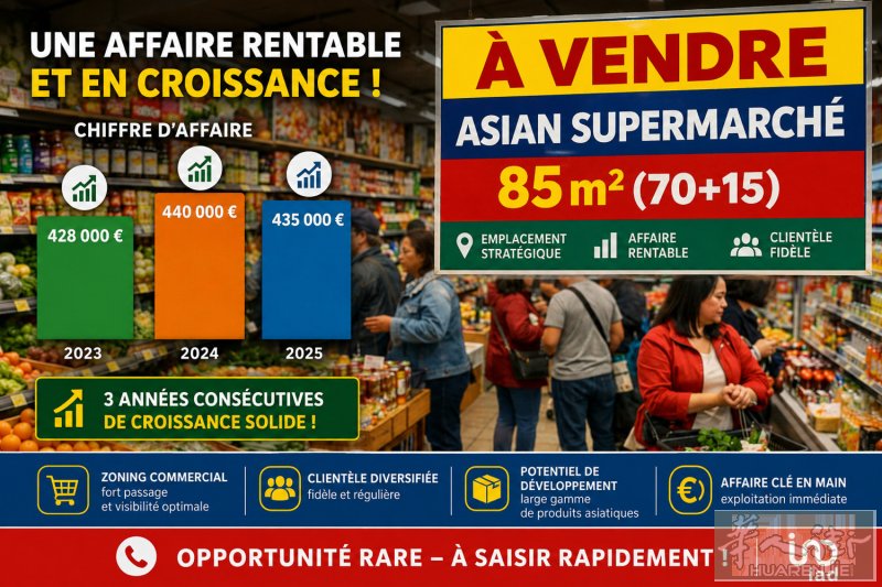 独家Pantin 85m2 中超 - 租金低 - 经营范围广 - 营业额好
