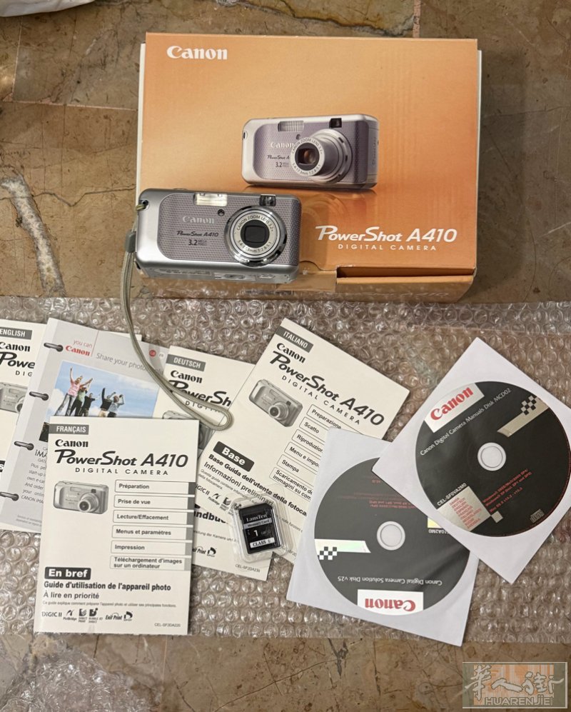 ◦ 型号：佳能 PowerShot A410  ◦ 传感器：320万像素CCD，