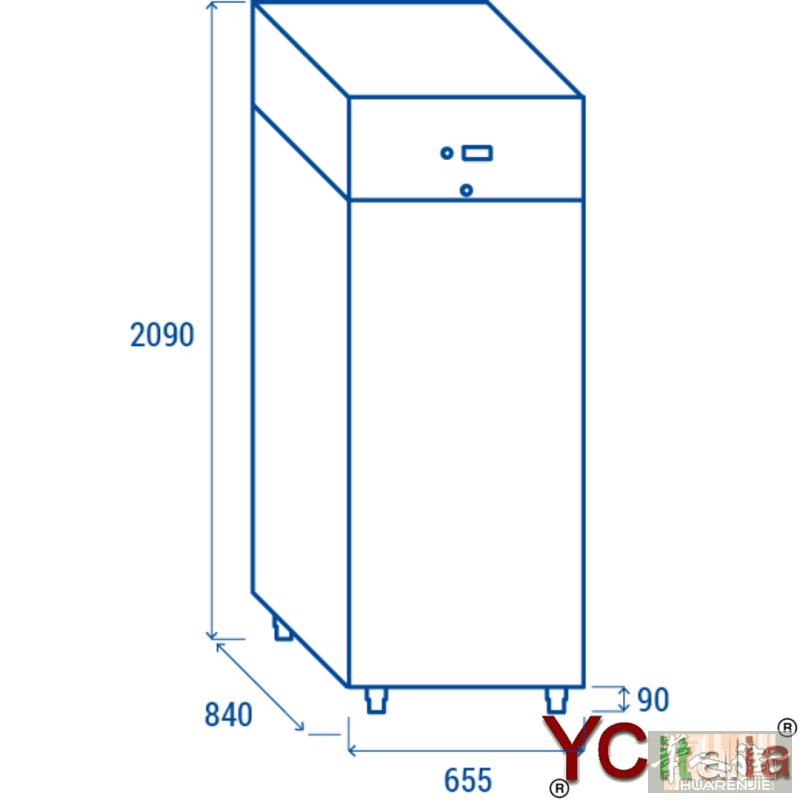600升冷藏柜，尺寸为665x840x2090毫米，温度范围为-2°至+8°。4级气候等级冷藏柜，配备自动关闭门和泡沫填充把手。意大利境内免运费。