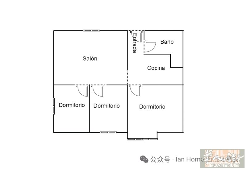 【降价啦！】Ciudad Lineal 三室一厅，四楼电梯，面积59平米，格局方