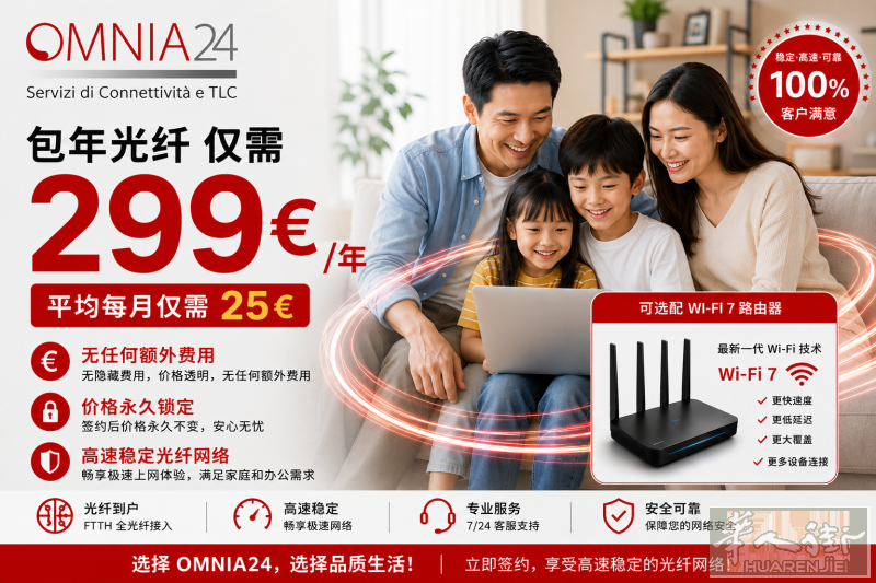 全新包年宽带, 移动网络, 全意大利可办理