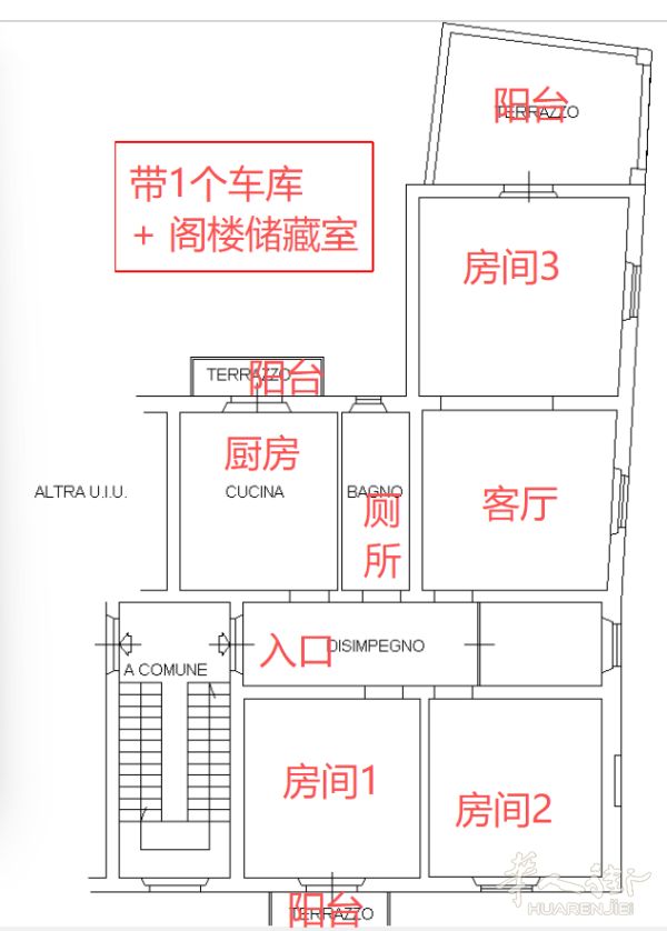 3室一厅套房出售 via valentini