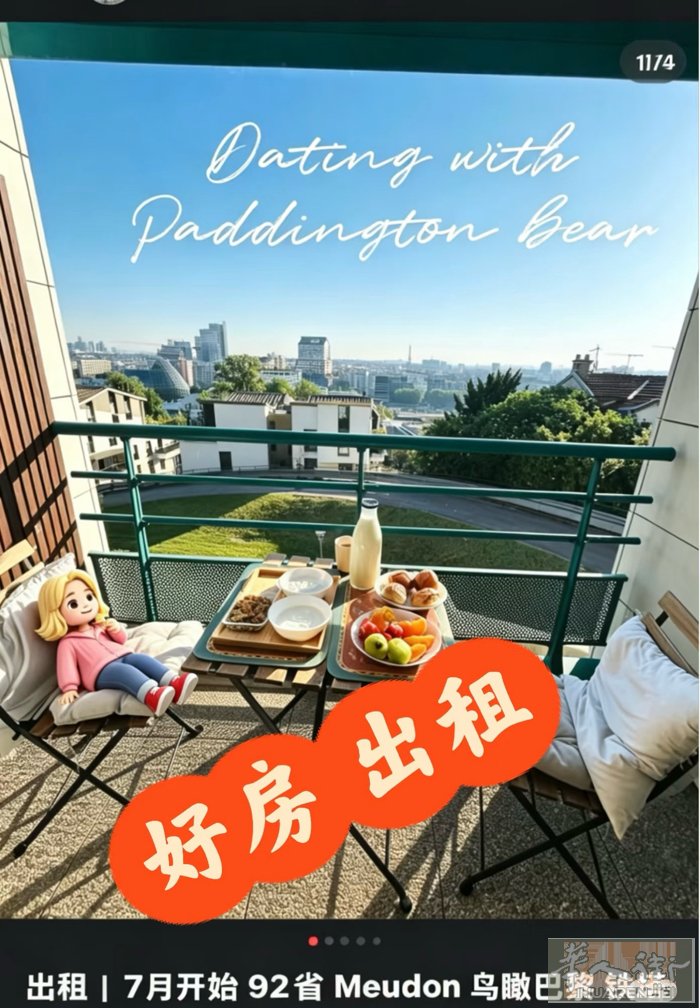 出租｜7月开始 92省 Meudon 鸟瞰巴黎 铁塔景 ｜躺在床上看铁塔闪灯 看