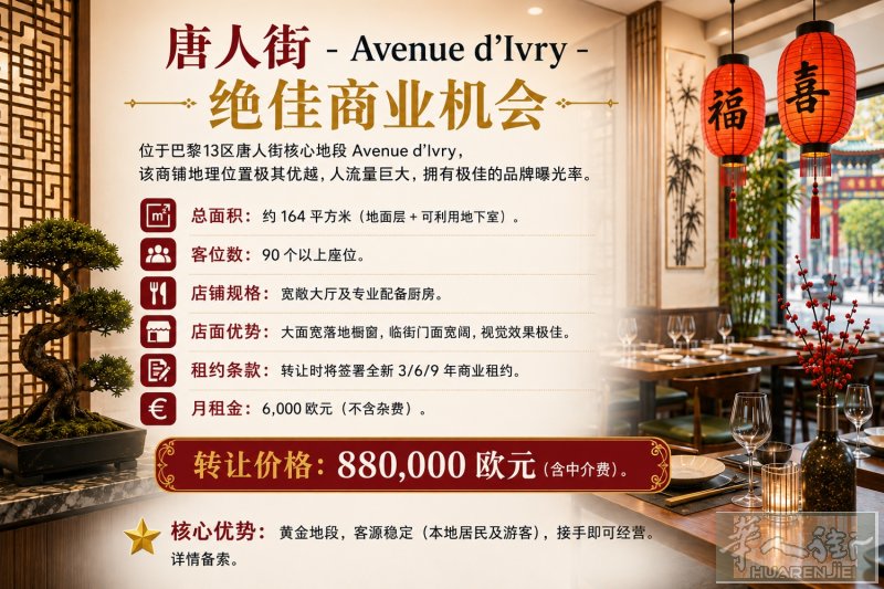 唐人街 - Avenue d’Ivry - 绝佳商业机会