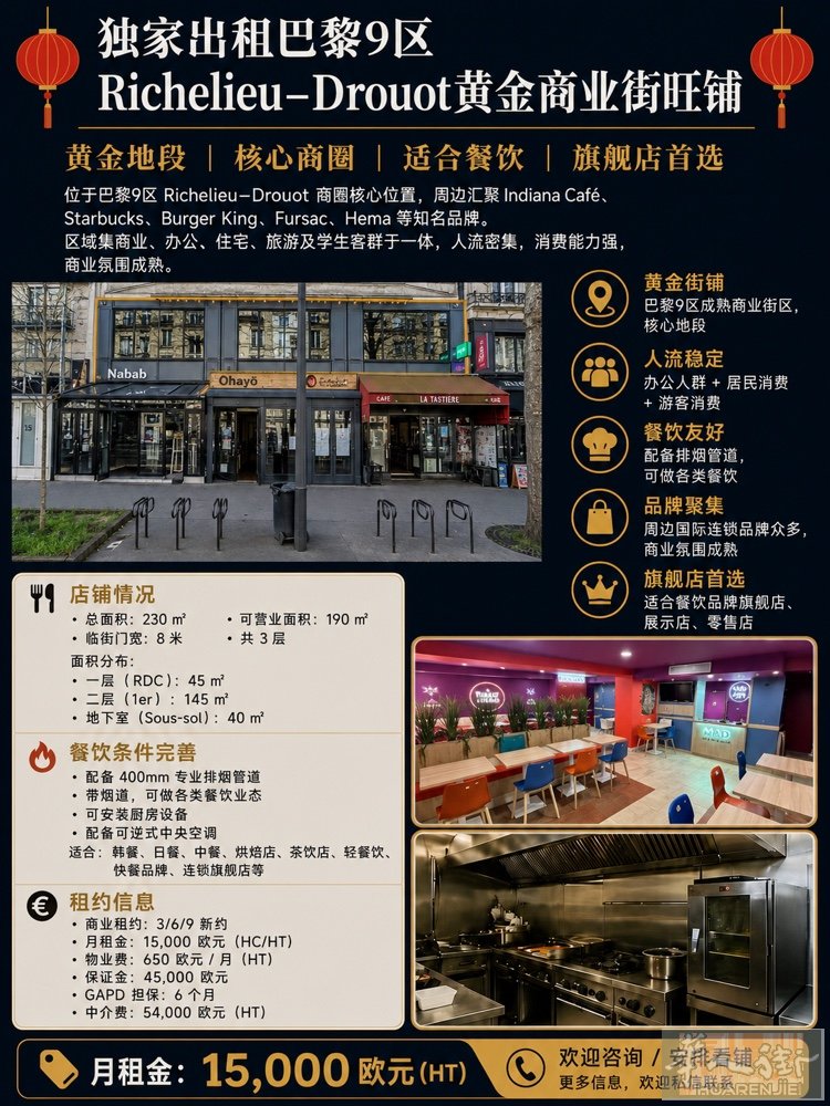 🔥🔥🔥独家出租巴黎9区 Richelieu–Drouot 近opéra,